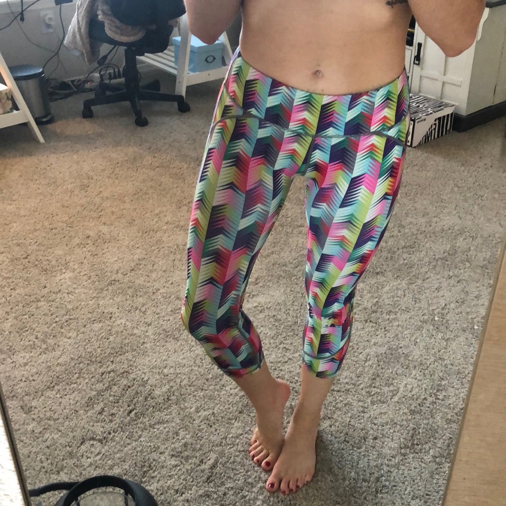 Fabletics Multi-color Geometric Capri Yoga Pants